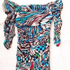 Venus - Frilly Ruched Multi-color Dress